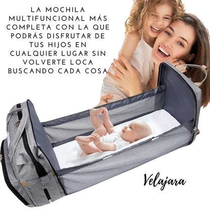 Mochila para Bebé Multifuncional con Cambiador | 17 Compartimentos de Almacenamiento | Resistente al Agua